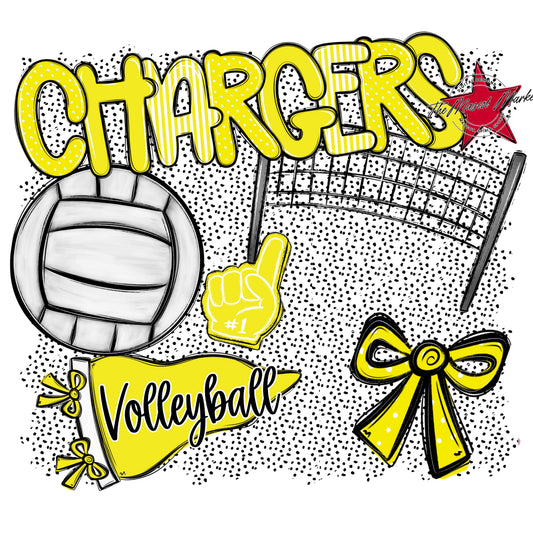 Chargers Volleyball Spirit-Bright Yellow