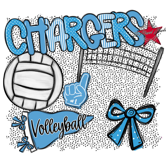 Chargers Volleyball Spirit-Carolina Blue