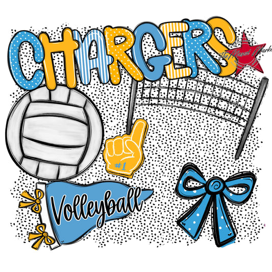 Chargers Volleyball Spirit-Carolina Blue & Yellow