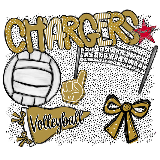 Chargers Volleyball Spirit-Gold
