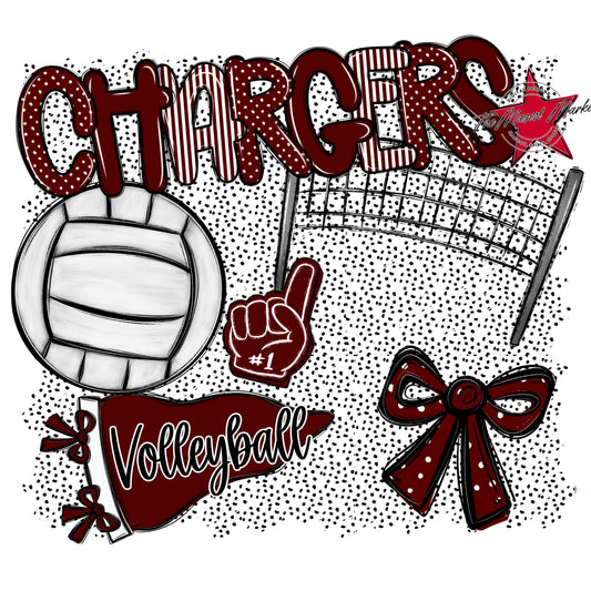 Chargers Volleyball Spirit-Maroon