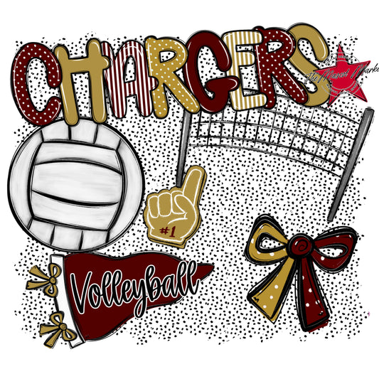 Chargers Volleyball Spirit-Maroon & Gold