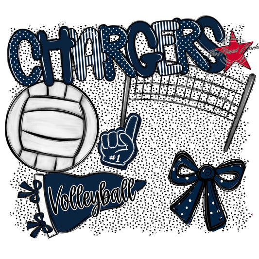 Chargers Volleyball Spirit-Navy