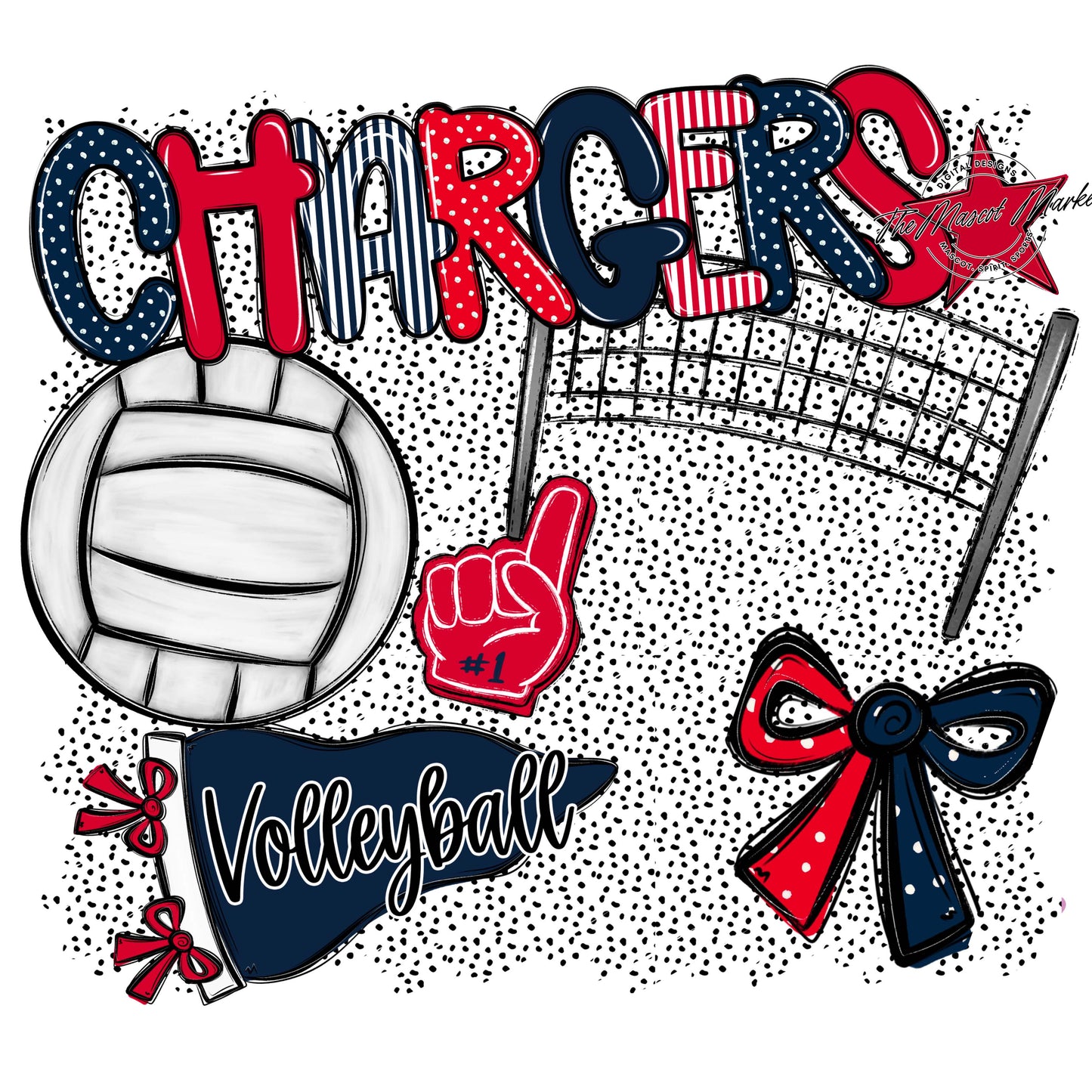 Chargers Volleyball Spirit-Navy & Red