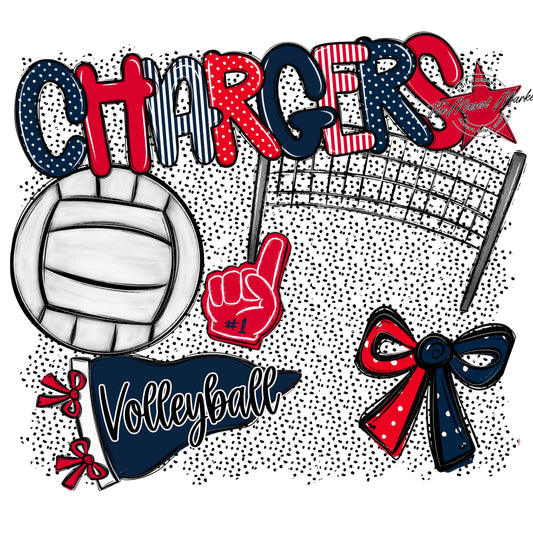Chargers Volleyball Spirit-Navy & Red