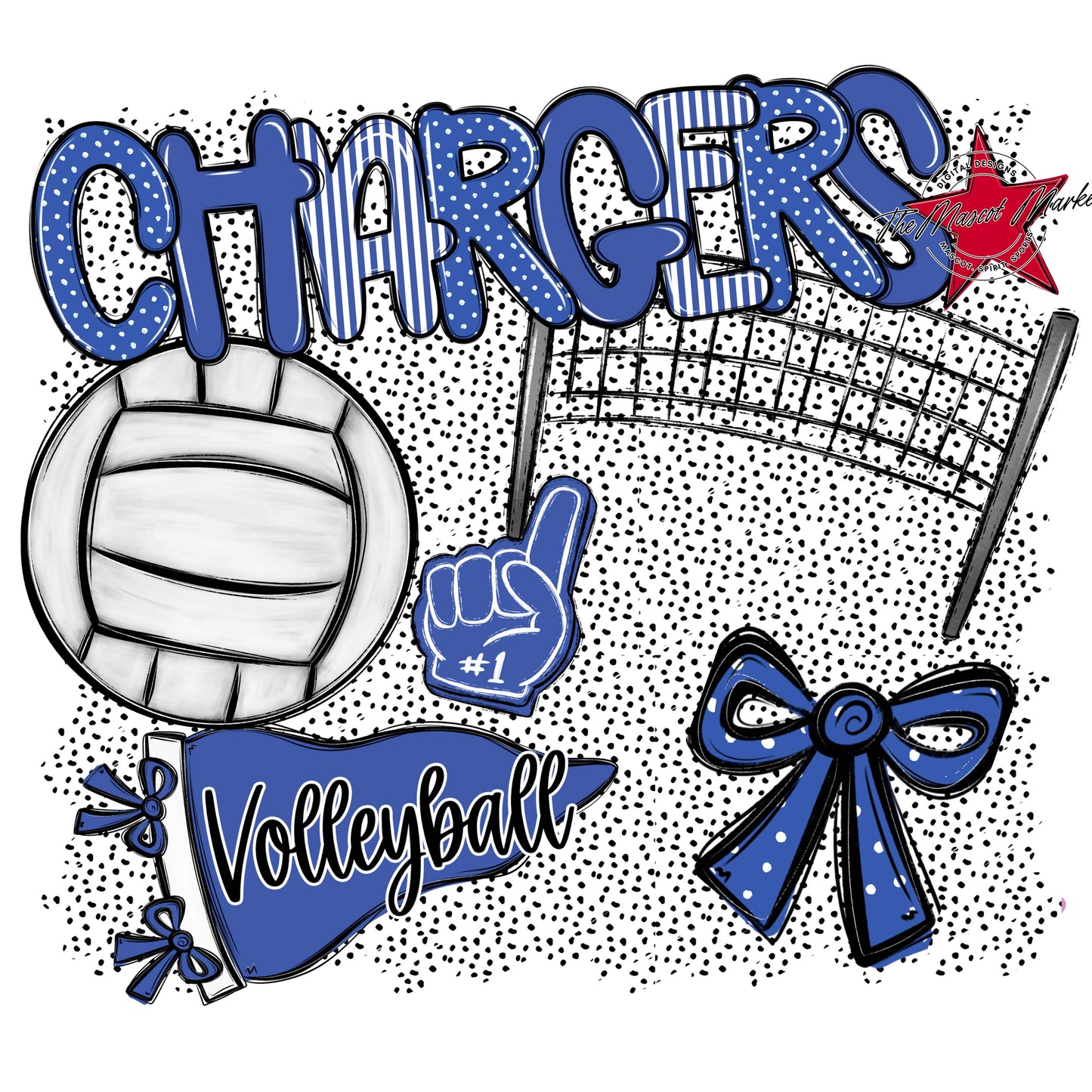 Chargers Volleyball Spirit-Off Blue