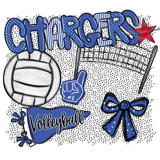 Chargers Volleyball Spirit-Off Blue