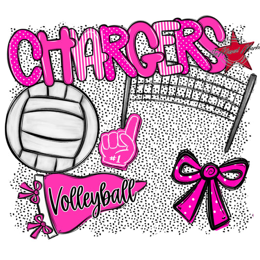 Chargers Volleyball Spirit-Pink