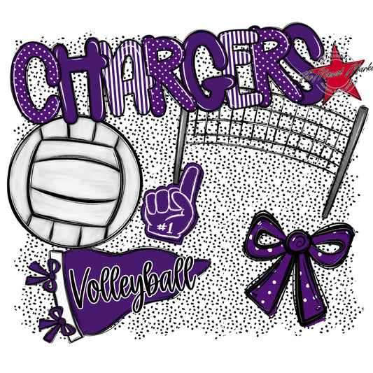 Chargers Volleyball Spirit-Purple