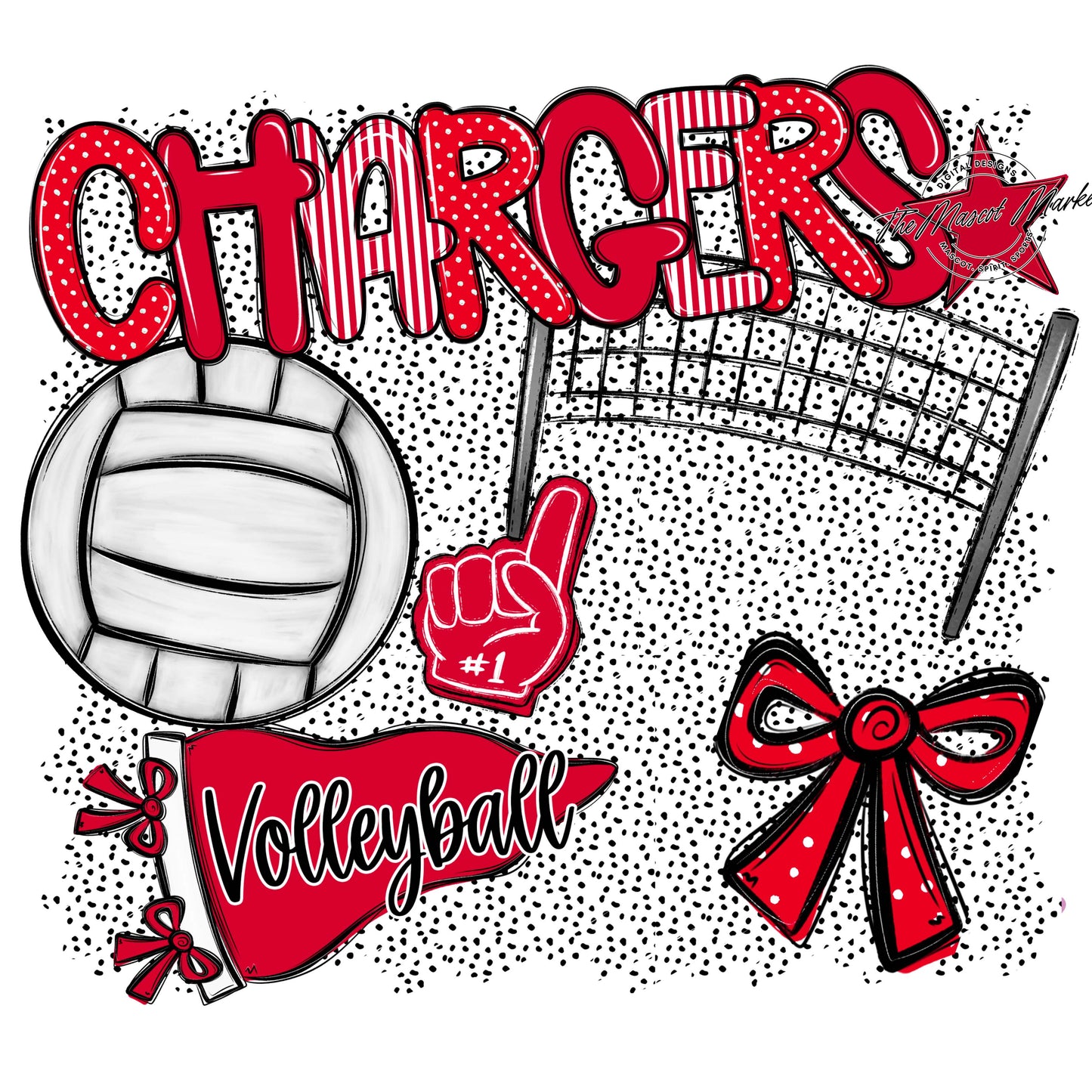 Chargers Volleyball Spirit-Red