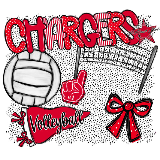 Chargers Volleyball Spirit-Red