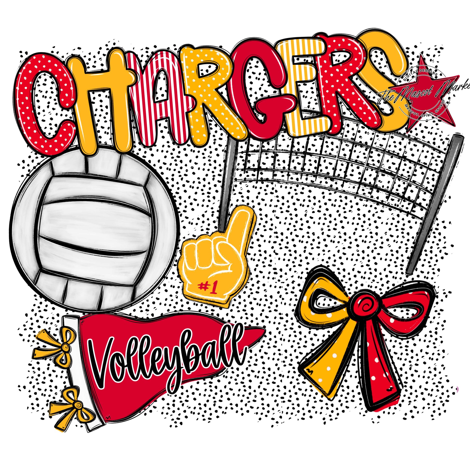 Chargers Volleyball Spirit-Red & Yellow