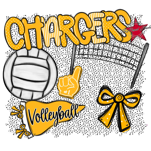 Chargers Volleyball Spirit-Yellow