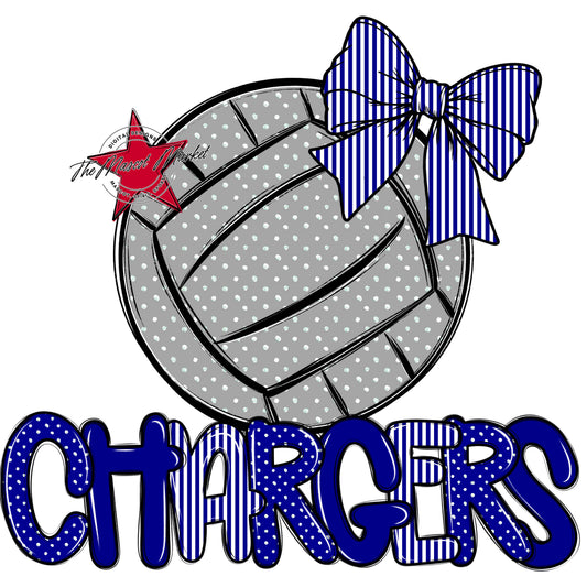 Chargers Volleyball Spirit Design-Blue