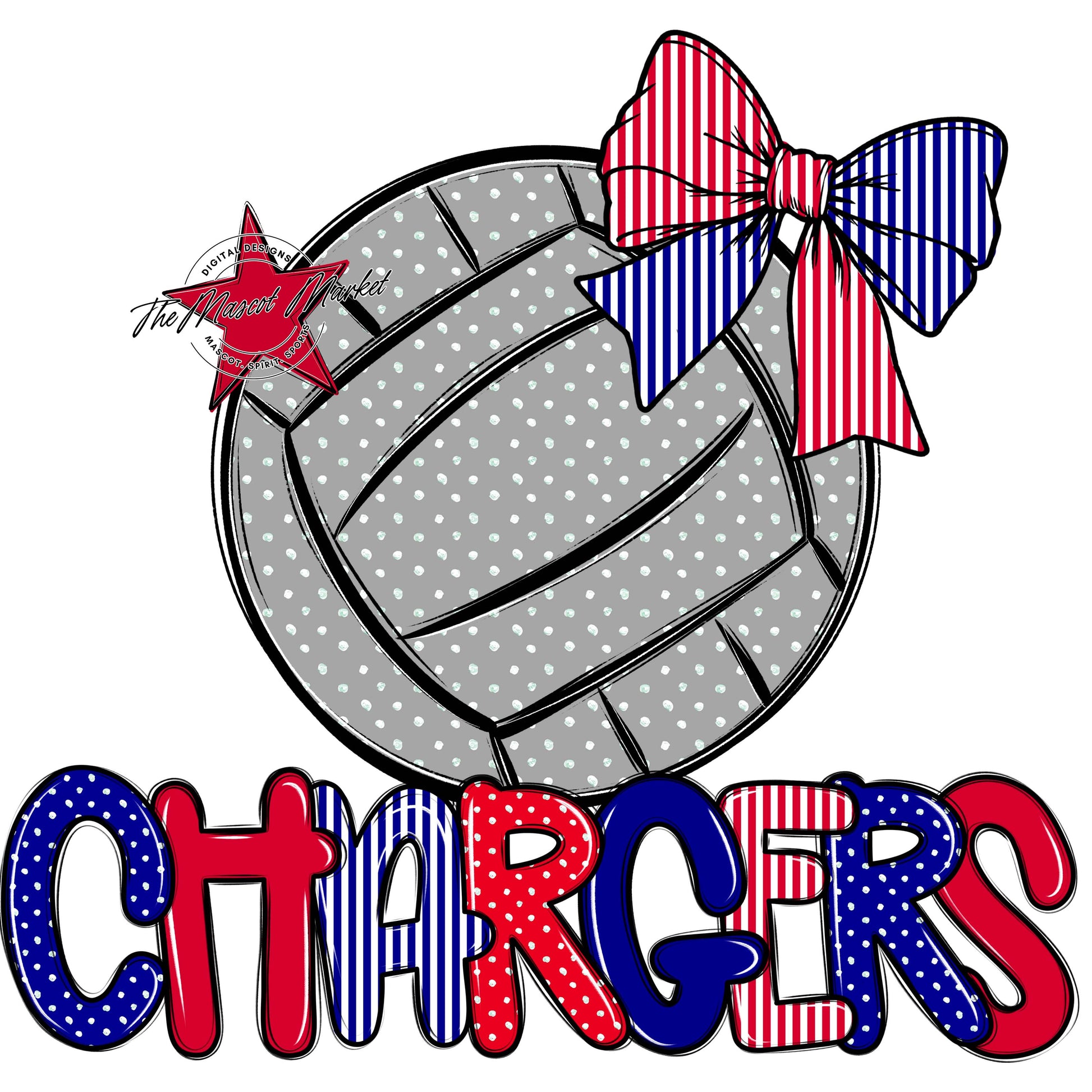 Chargers Volleyball Spirit Design-Blue & red