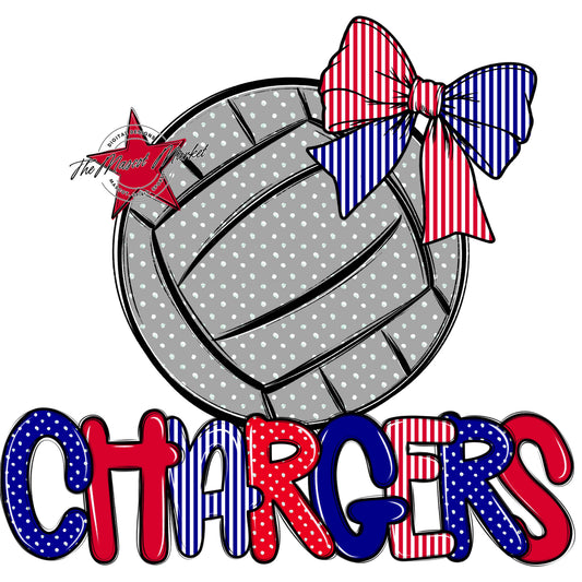 Chargers Volleyball Spirit Design-Blue & red