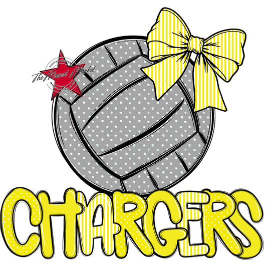 Chargers Volleyball Spirit Design-Bright Yellow