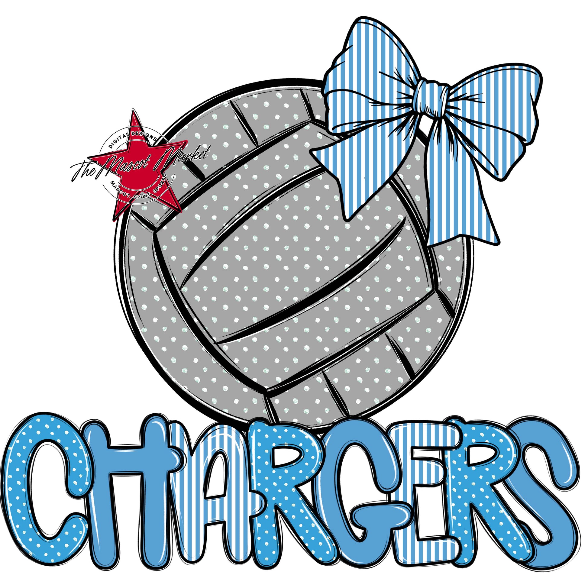 Chargers Volleyball Spirit Design-Carolina Blue