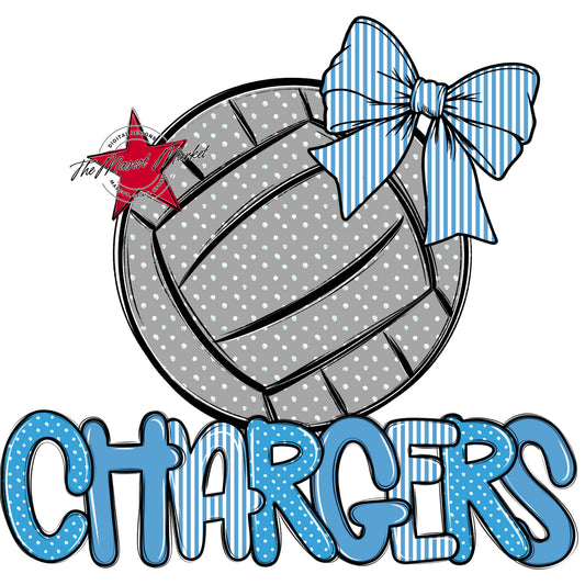 Chargers Volleyball Spirit Design-Carolina Blue