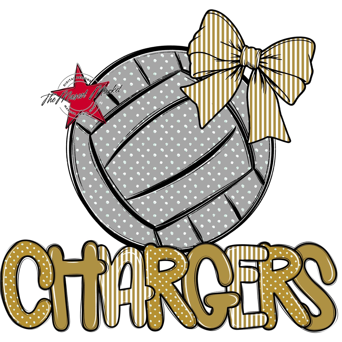 Chargers Volleyball Spirit Design-Gold