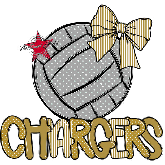 Chargers Volleyball Spirit Design-Gold