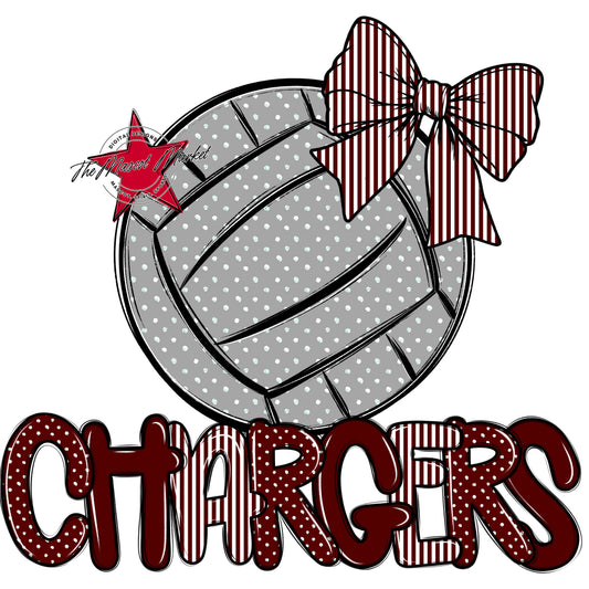 Chargers Volleyball Spirit Design-Maroon
