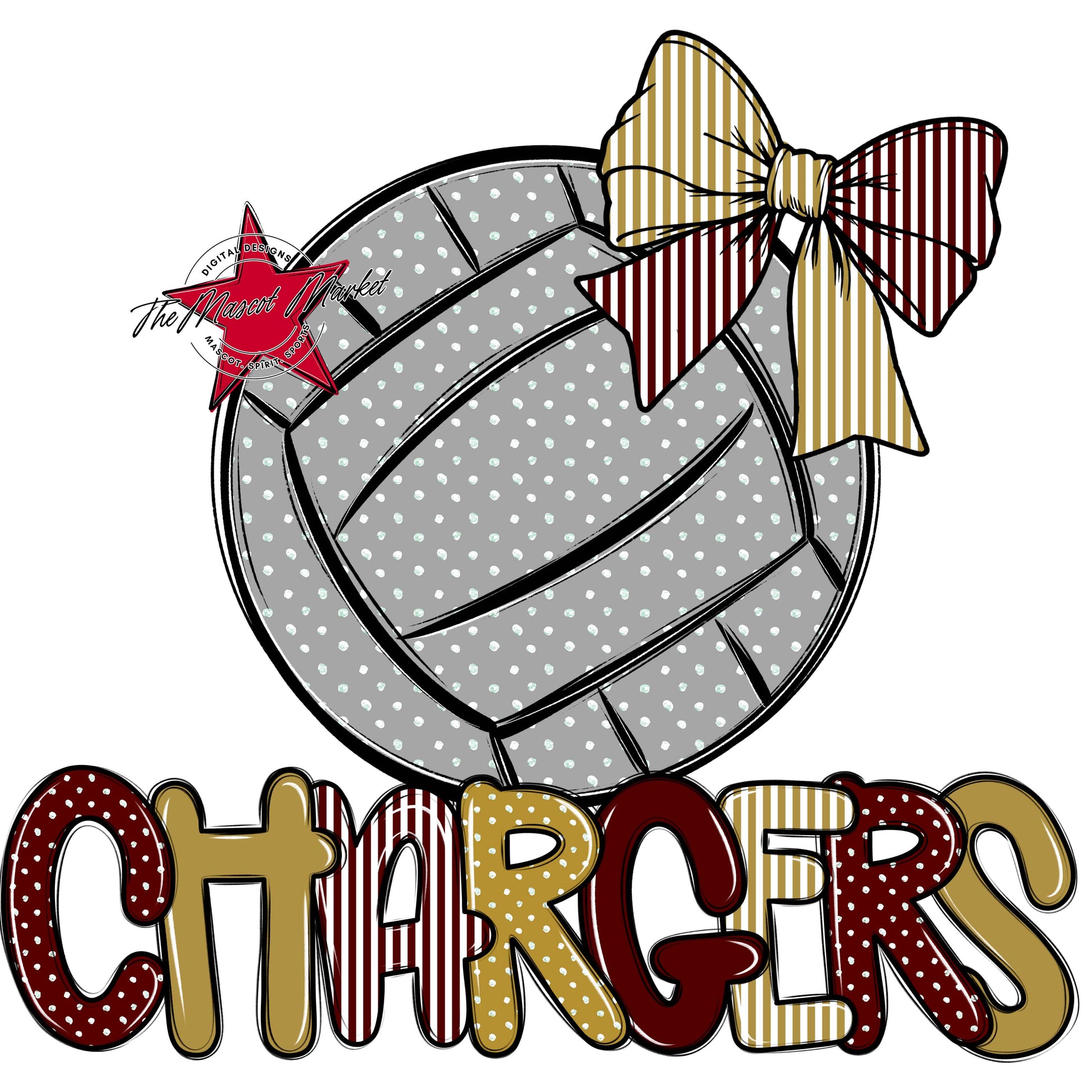 Chargers Volleyball Spirit Design-Maroon & Gold