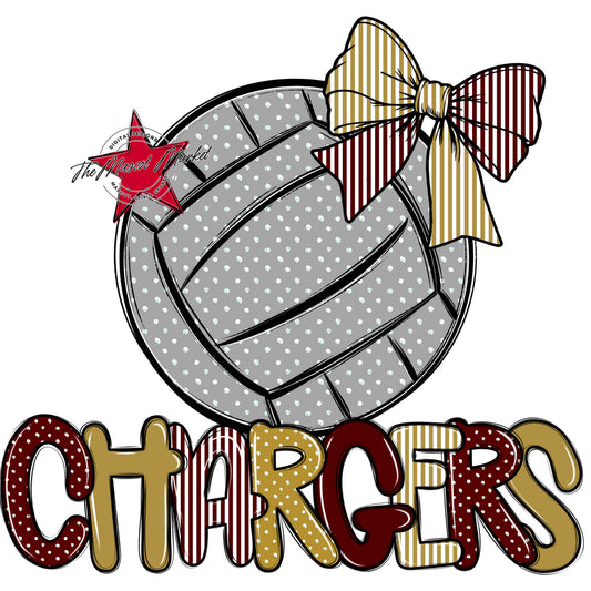 Chargers Volleyball Spirit Design-Maroon & Gold