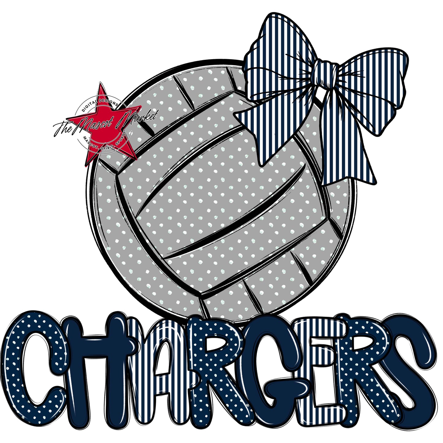 Chargers Volleyball Spirit Design-Navy