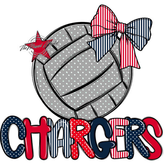 Chargers Volleyball Spirit Design-Navy & Red
