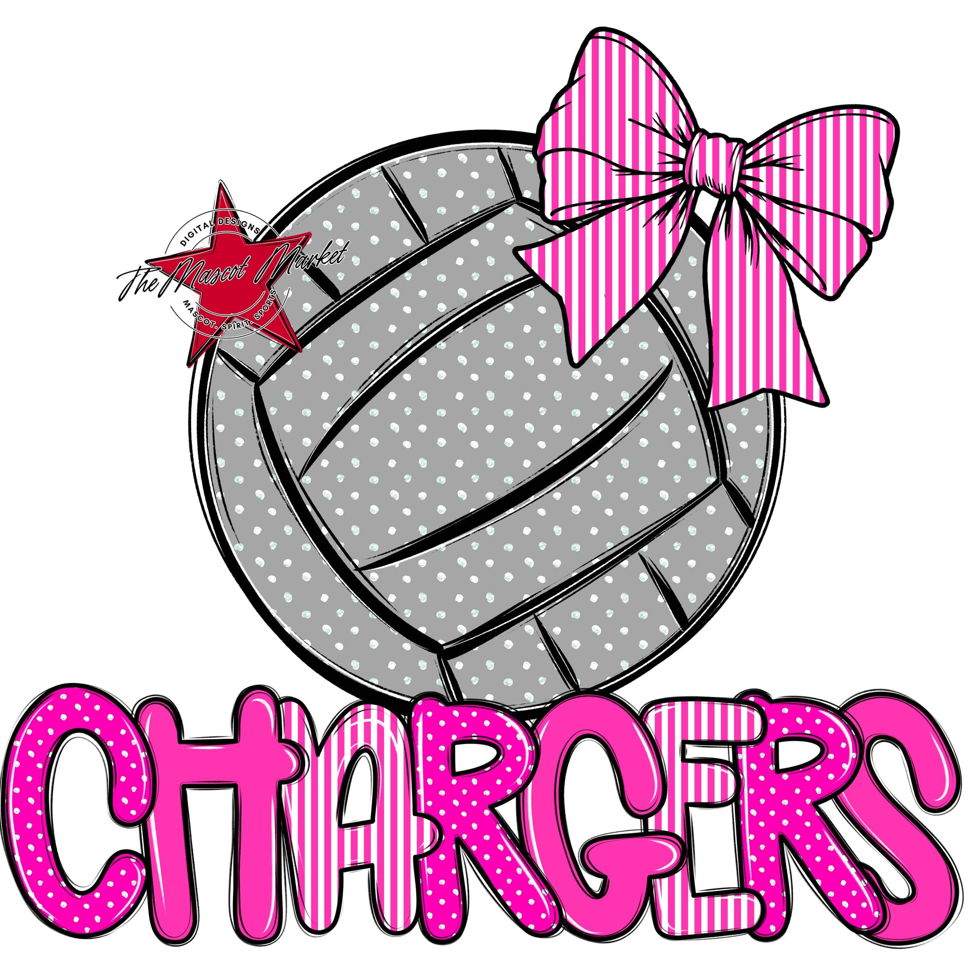 Chargers Volleyball Spirit Design-Pink