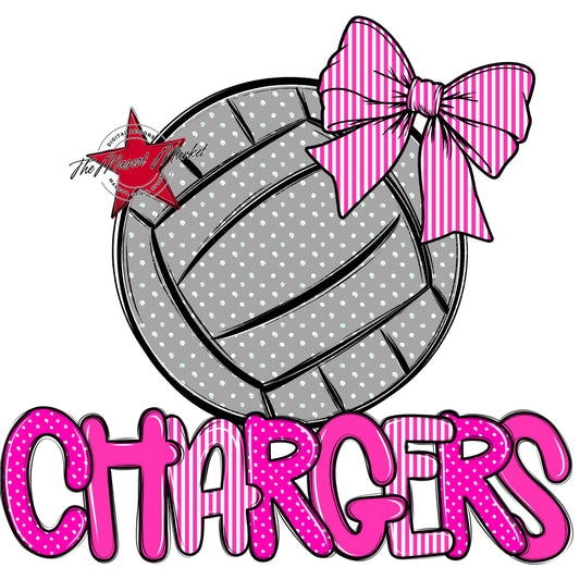 Chargers Volleyball Spirit Design-Pink