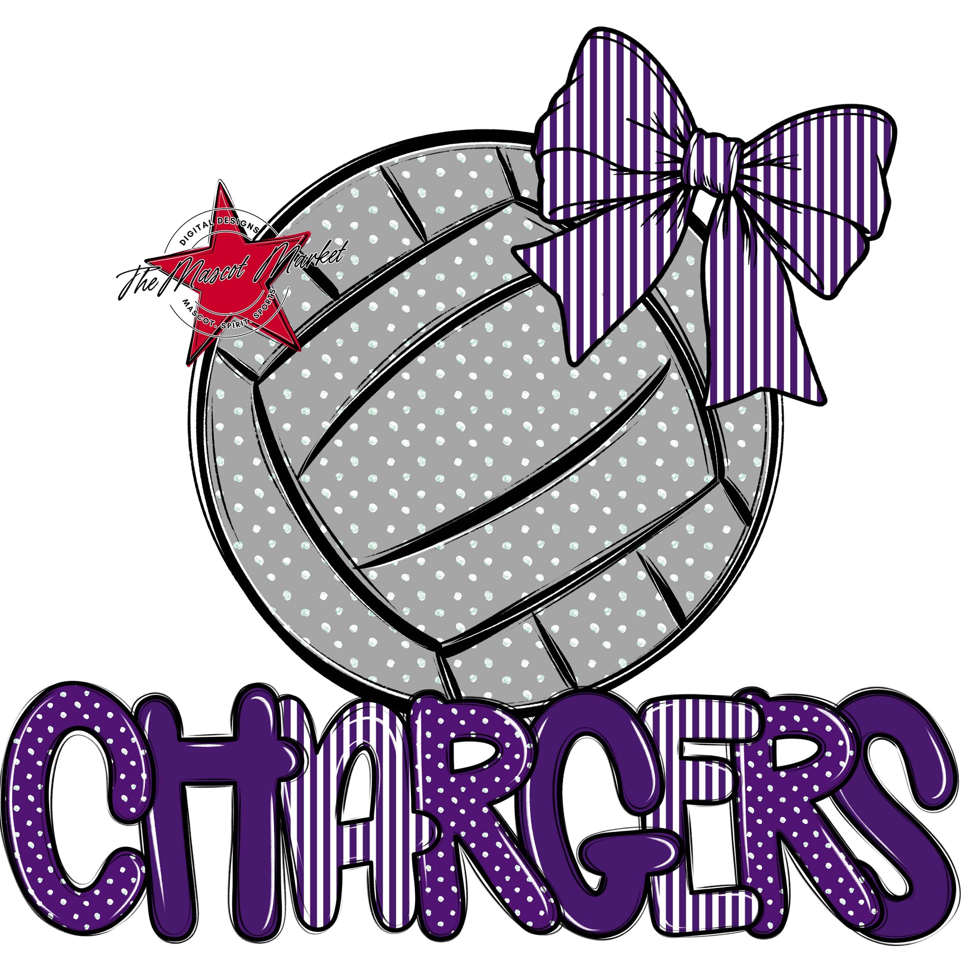 Chargers Volleyball Spirit Design-Purple