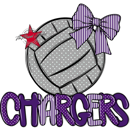 Chargers Volleyball Spirit Design-Purple