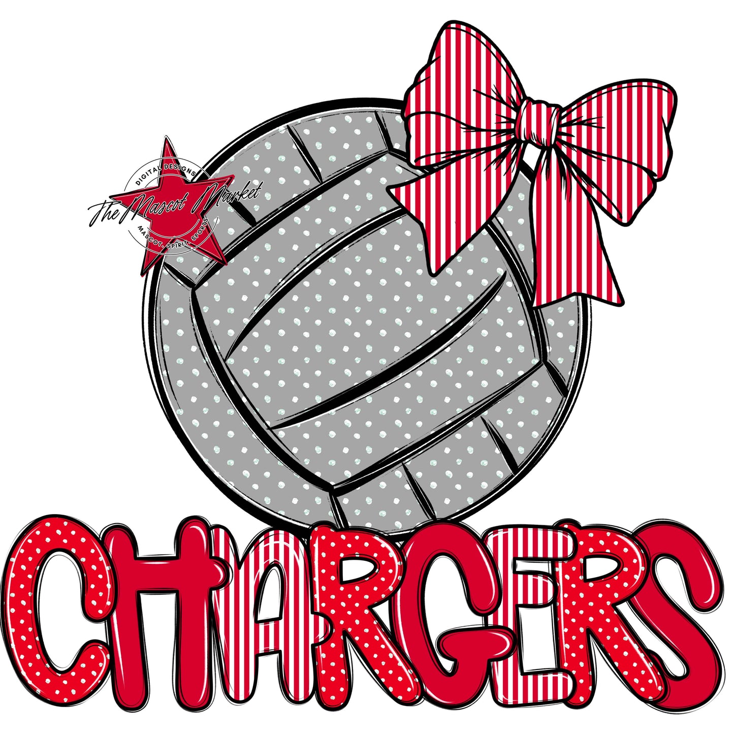 Chargers Volleyball Spirit Design-Red