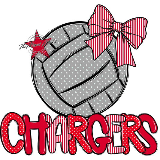 Chargers Volleyball Spirit Design-Red