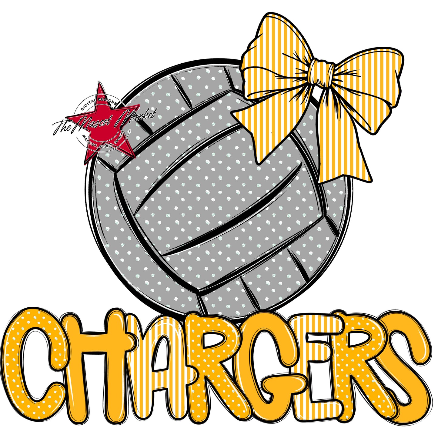Chargers Volleyball Spirit Design-Yellow
