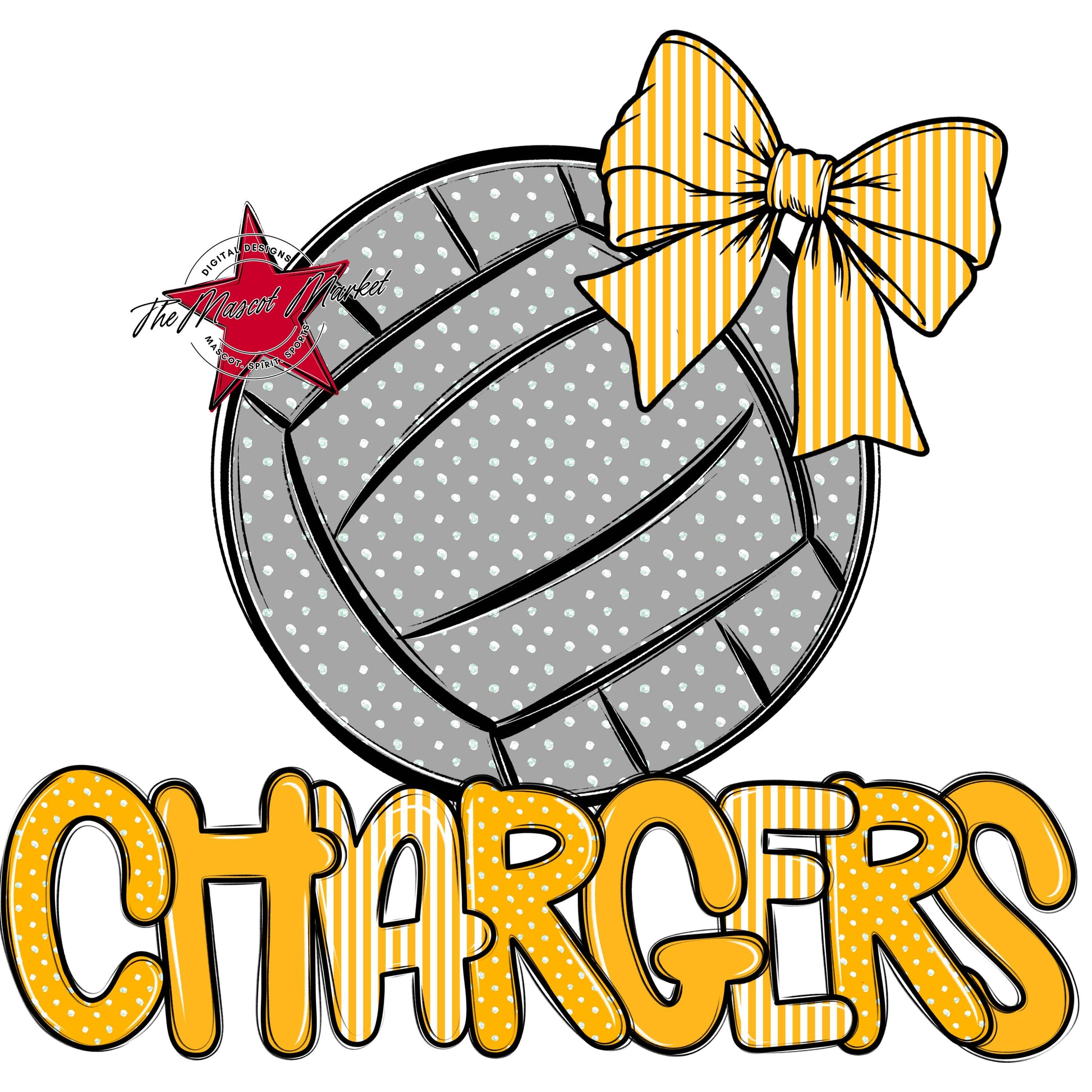 Chargers Volleyball Spirit Design-Yellow