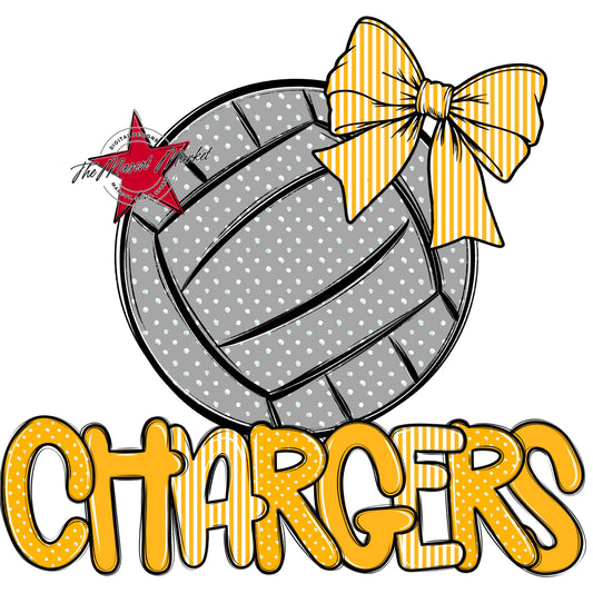 Chargers Volleyball Spirit Design-Yellow