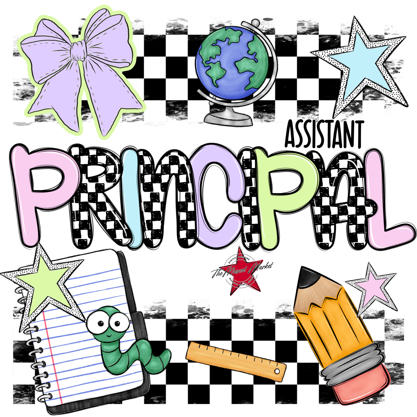 Pastel Checkers School Assistant Principal Design