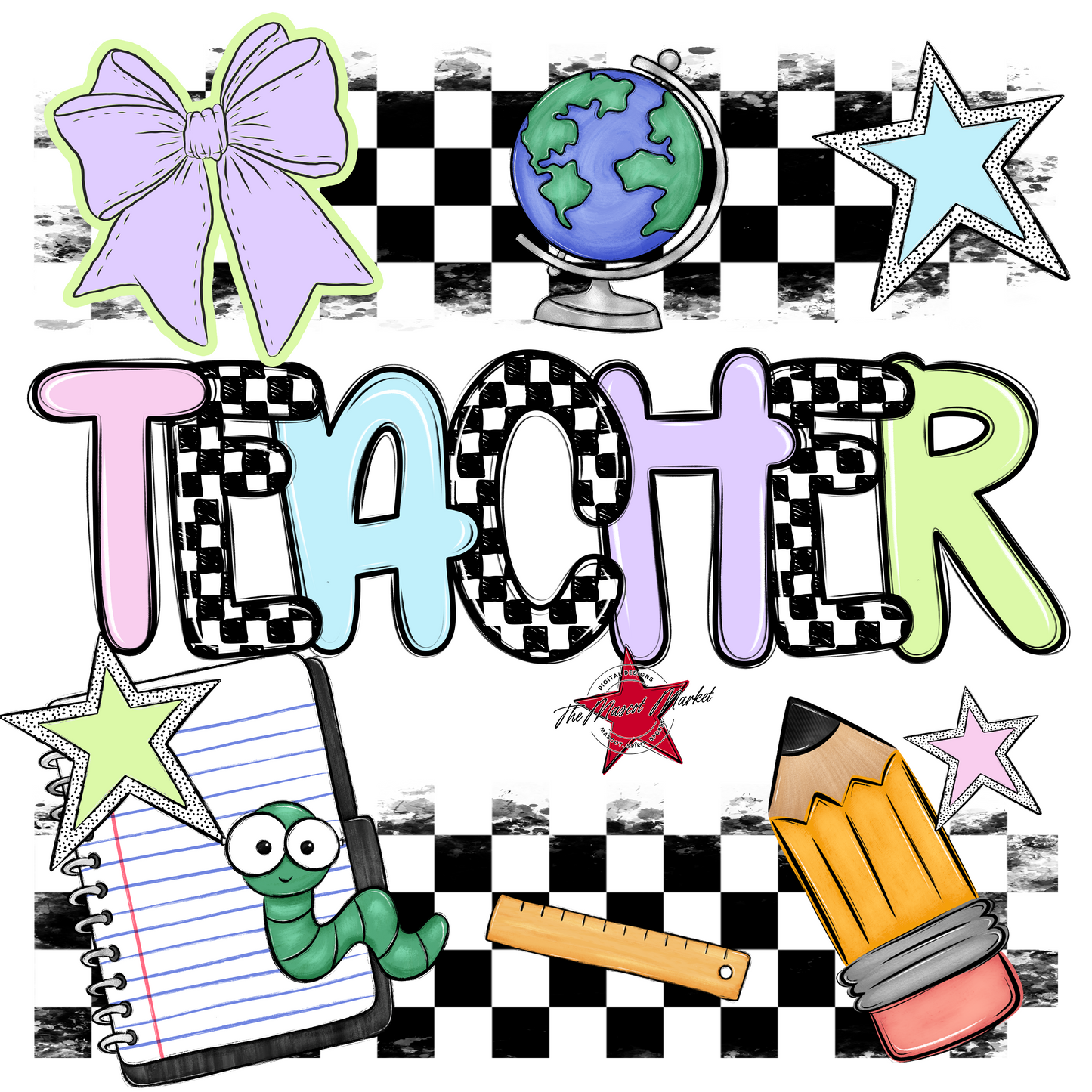 Pastel Checkers School Teacher Design