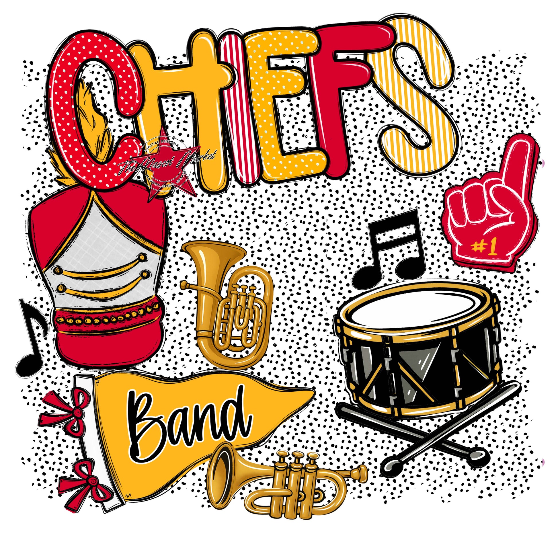 Chiefs Band Spirit-Red & Yellow