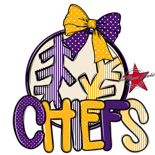 Chiefs Baseball-Softball Spirit Design-Purple & Yellow