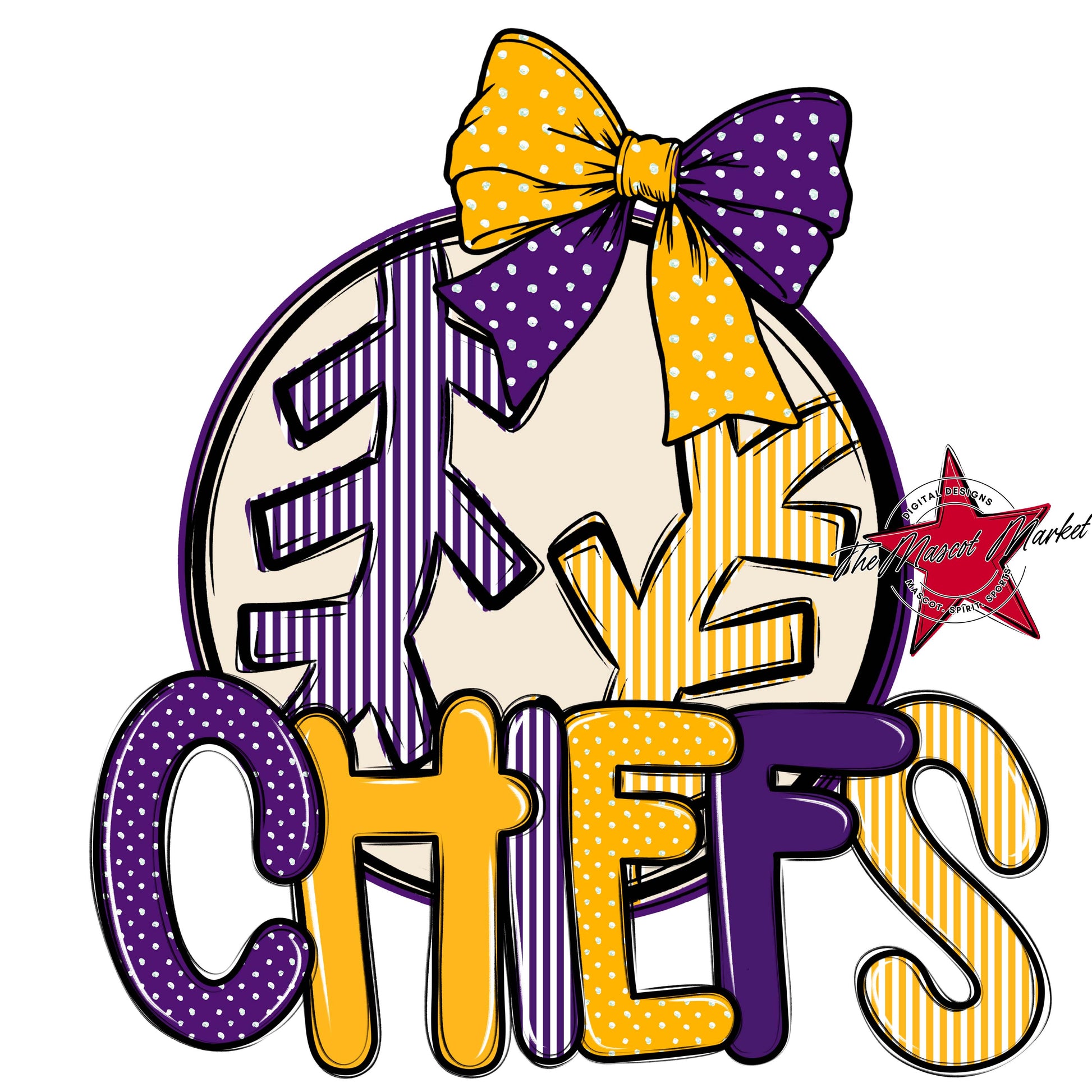Chiefs Baseball-Softball Spirit Design-Purple & Yellow