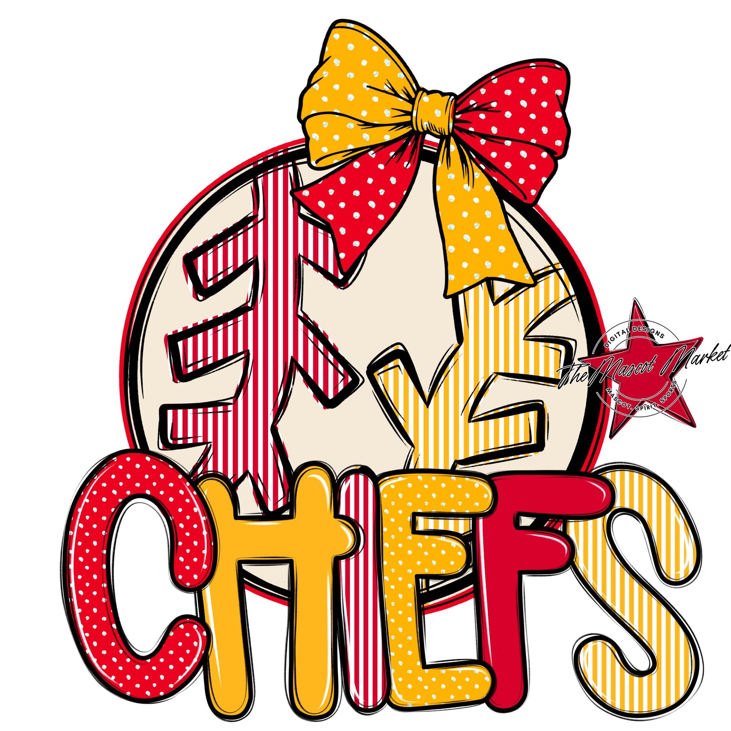 Chiefs Baseball-Softball Spirit Design-Red & Yellow