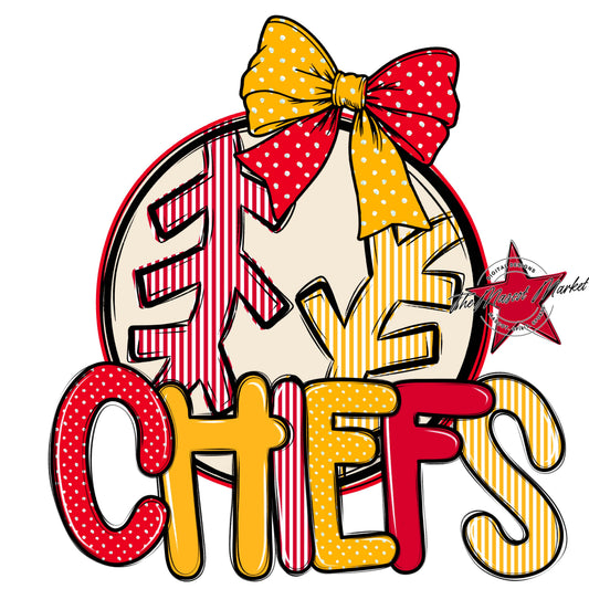 Chiefs Baseball-Softball Spirit Design-Red & Yellow