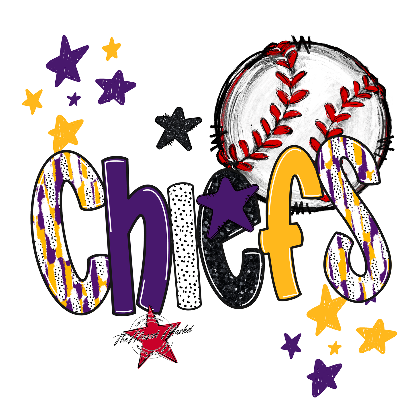 Chiefs Baseball Scrape-Purple-Yellow