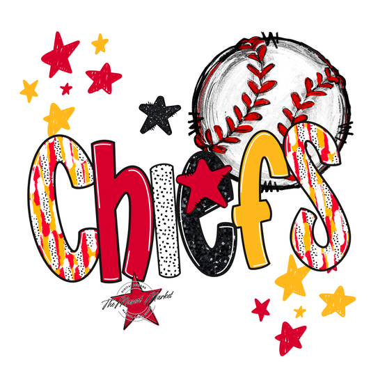 Chiefs Baseball Scrape-Red-Yellow