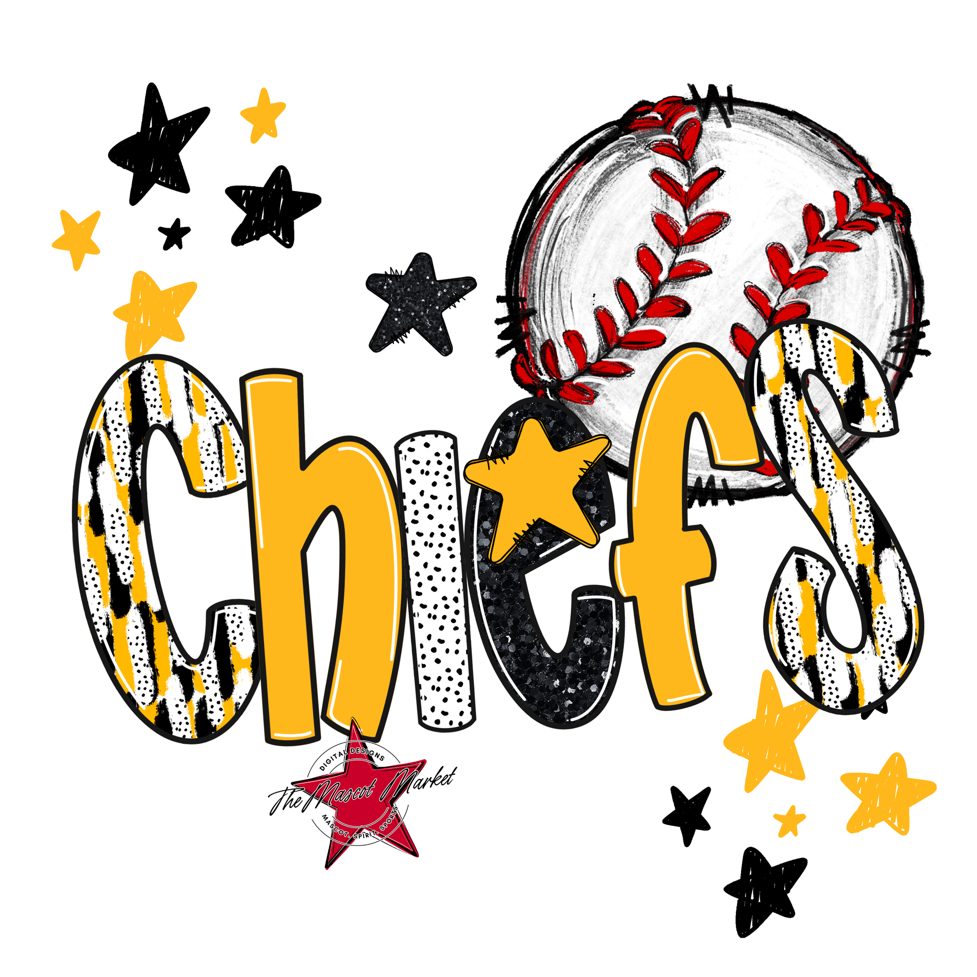 Chiefs Baseball Scrape-Yellow