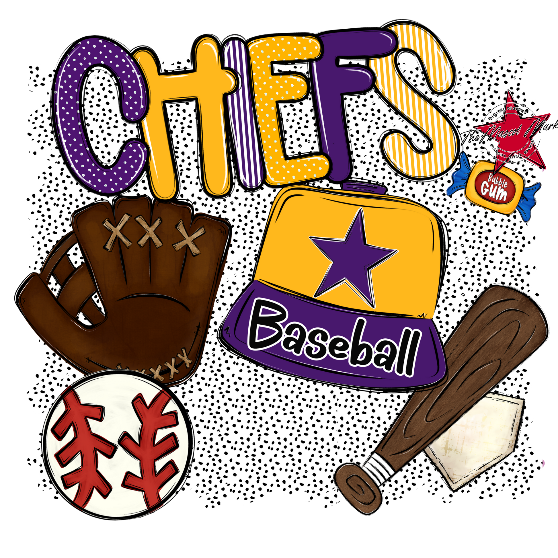 Chiefs Baseball Spirit-Purple & Yellow